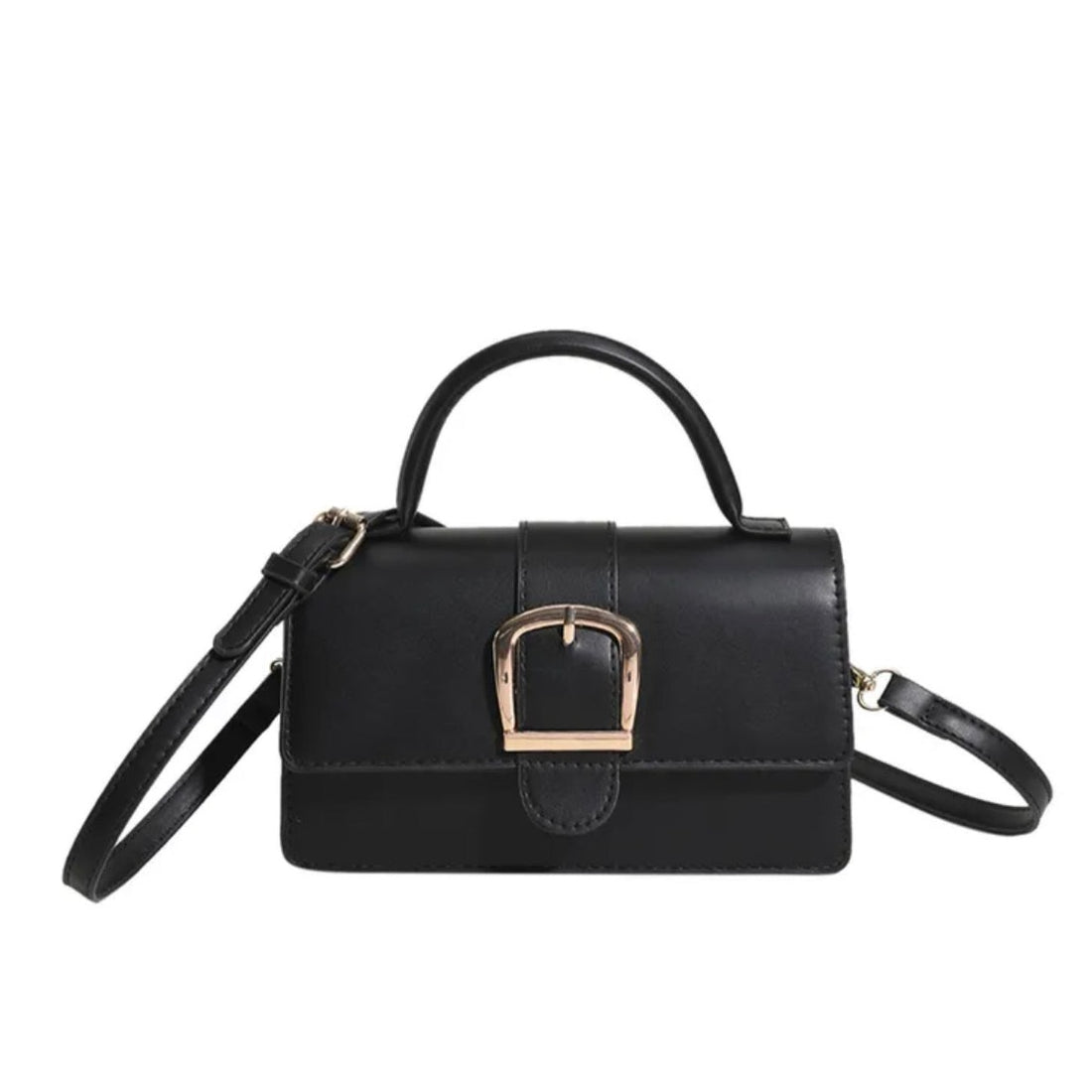 Kelly Black Buckle Bag
