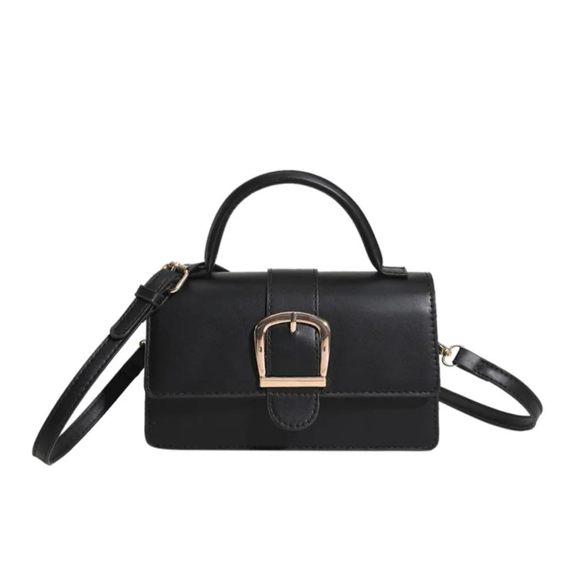 Kelly Black Buckle Bag