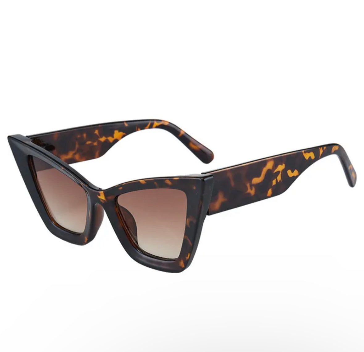 Roxy Leopard Tortoise Retro Slim Cat Eye Sunglasses